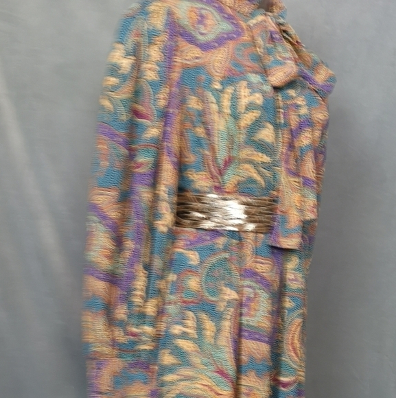 80s vintage green paisley print loose fitted dress - Picture 5 of 9